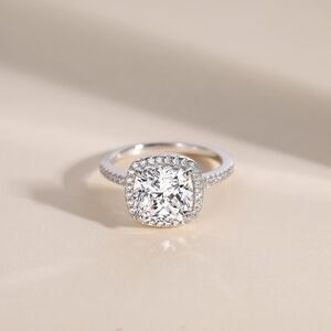 3.5CT 925 Sterling Silver Ring Cushion Cut Cubic Zirconia CZ Engagement Wedding